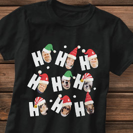Moderne Niedliche Weihnachtsmannmützen Neun Fotos T-Shirt