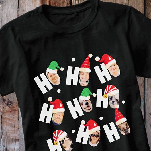 Moderne Niedliche Weihnachtsmannmützen Neun Fotos T-Shirt