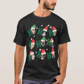Moderne Niedliche Weihnachtsmannmützen Neun Fotos T-Shirt (Vorderseite)