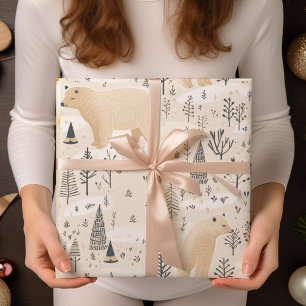 Moderne niedliche Weihnachtspolarbären Geschenkpapier
