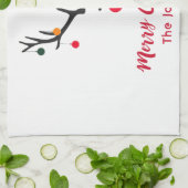 Moderne niedliche Weihnachtsrinder auf Weiß Geschirrtuch (Gefaltet)