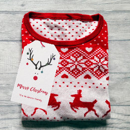 Moderne niedliche Weihnachtsrinder Geschenkanhänger