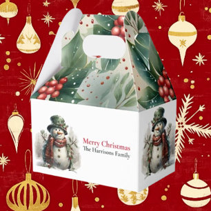 Moderne Niedliche Weihnachtsschneedecke in Aquarel Geschenkschachtel