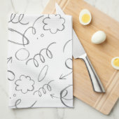 Moderne, niedliche, weiße und graue Grafik zeichne Geschirrtuch (Viertel Falte)