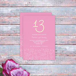 Moderne Niedliche Wildblumen 13. Geburtstag Folieneinladung