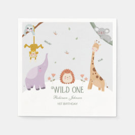 Moderne Niedliche Wildtiere 1. Geburtstag Serviette