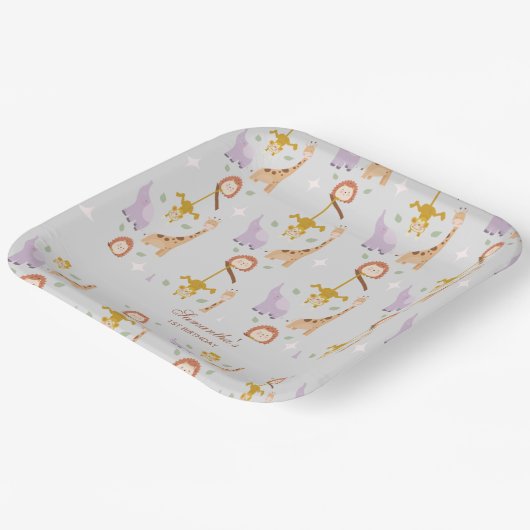 Moderne, Niedliche Wildtiere Pappteller (Gewinkelt)