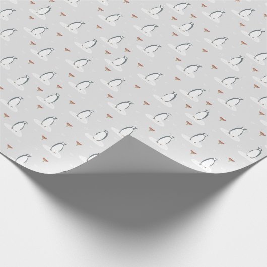 Moderne Niedliche Winterpinguine und Pilze Geschenkpapier (Ecke)