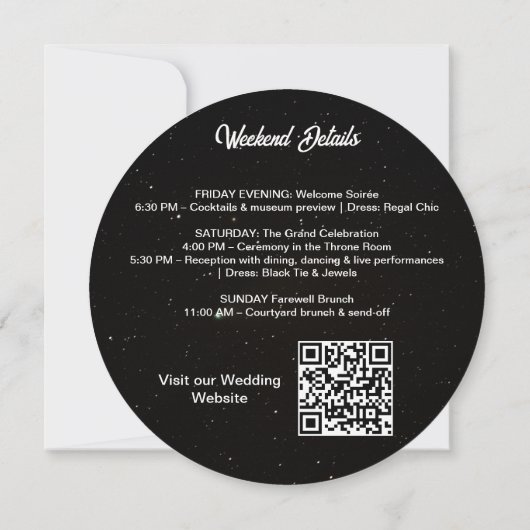 Moderne Night Sky QR Code Vollmond Hochzeit Einladung (Rückseite)