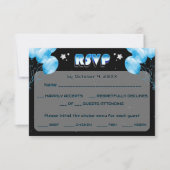 Moderne Night Stars Baby Dusche Blue Balloons Blac RSVP Karte (Vorderseite)