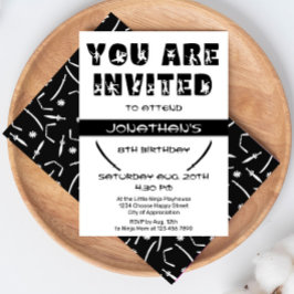 Moderne Ninja Kid Warrior Silhouette Geburtstagspa Einladung