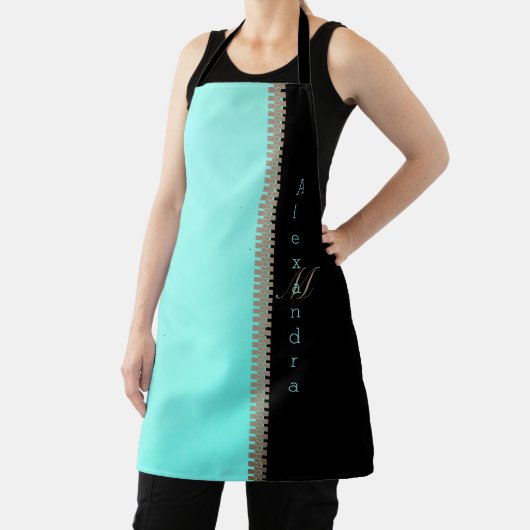 Moderne Noir-Spitzen- und Zipper-Illusion Schürze (InSitu)