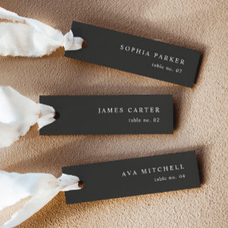 Moderne Noir Wedding Name Platzkarten