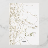 Moderne Nonkonformistin Pearl Gold Script Wedding Folieneinladung (Rückseite)