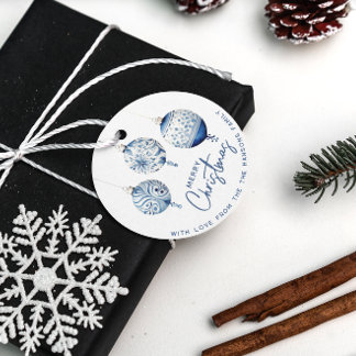 Moderne Nordic Style Blue Ornaments Frohe Weihnach Geschenkanhänger