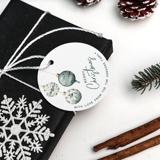 Moderne nordische Ornamente Frohe Weihnachten Geschenkanhänger