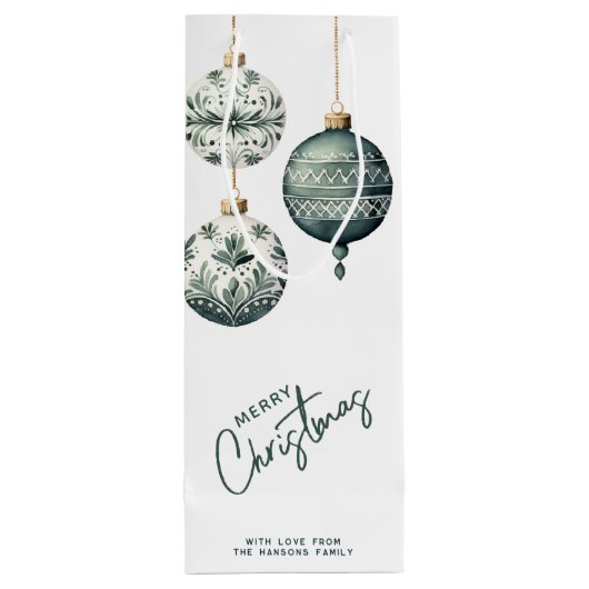 Moderne nordische Ornamente Frohe Weihnachten Geschenktüte Für Weinflaschen (Rückseite)