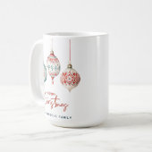 Moderne nordische Ornamente Frohe Weihnachten Kaffeetasse (Vorderseite Links)