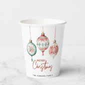 Moderne nordische Ornamente Frohe Weihnachten Pappbecher (Rückseite)