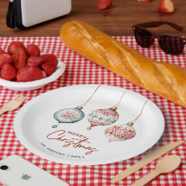 Moderne nordische Ornamente Frohe Weihnachten Pappteller