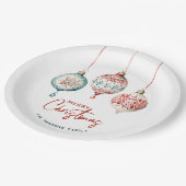 Moderne nordische Ornamente Frohe Weihnachten Pappteller (Schrägansicht)