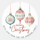 Moderne nordische Ornamente Frohe Weihnachten Runder Aufkleber (Vorderseite)