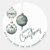 Moderne nordische Ornamente Frohe Weihnachten Runder Aufkleber (Vorderseite)