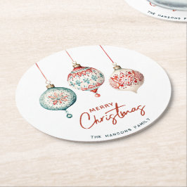 Moderne nordische Ornamente Frohe Weihnachten Runder Pappuntersetzer