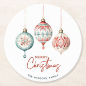 Moderne nordische Ornamente Frohe Weihnachten Runder Pappuntersetzer (Vorderseite)