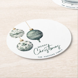 Moderne nordische Ornamente Frohe Weihnachten Runder Pappuntersetzer