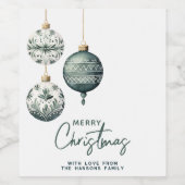 Moderne nordische Ornamente Frohe Weihnachten Weinetikett (Einzelnes Label)