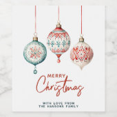 Moderne nordische Ornamente Frohe Weihnachten Weinetikett (Einzelnes Label)