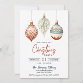 Moderne nordische Ornamente Weihnachts-Party Einladung (Vorderseite)