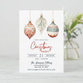 Moderne nordische Ornamente Weihnachts-Party Einladung (Stehend Vorderseite)