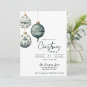 Moderne nordische Ornamente Weihnachts-Party Einladung (Stehend Vorderseite)