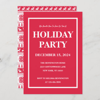 Moderne Nordische Rot-Weiß-Muster-Feier Einladung