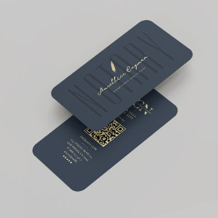 Moderne Notar Public Signature Monogram Dark Blue Visitenkarte