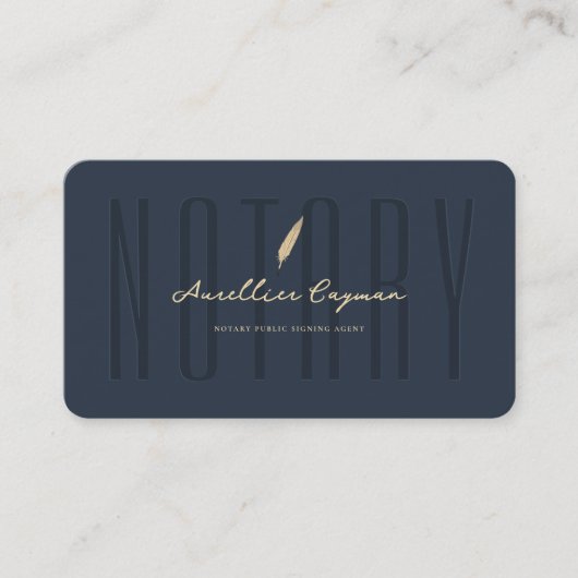 Moderne Notar Public Signature Monogram Dark Blue Visitenkarte (Vorderseite)