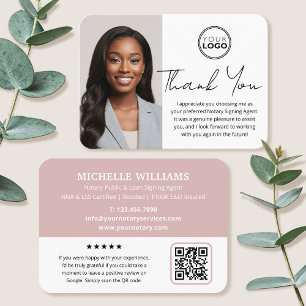 Moderne Notar Public Vielen Dank Foto QR Code Pink Visitenkarte