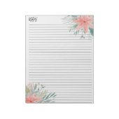 Moderne Noten staubig rosa, florfarbene Wasserfarb Notizblock (Rotiert)