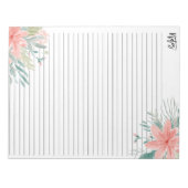 Moderne Noten staubig rosa, florfarbene Wasserfarb Notizblock (Vorderseite)