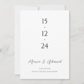 Moderne numerische Hochzeiten retten das Datum Save The Date (Vorderseite)