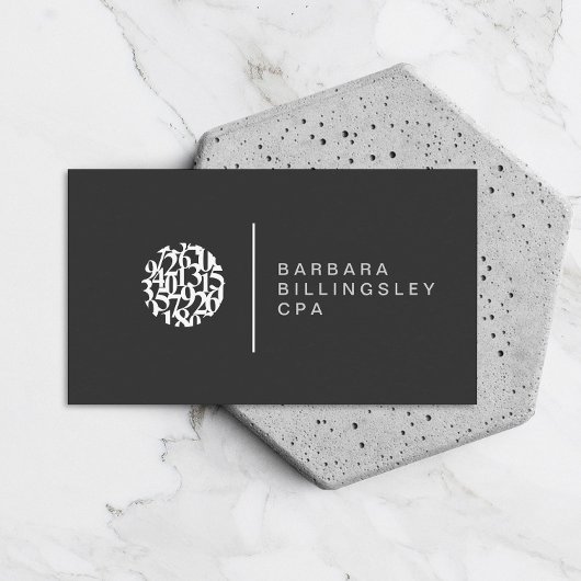 Moderne Nummern Logo-Buchhalter dunkelgrau Visitenkarte
