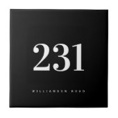 Moderne Nummernadresse Schwarz/Weiß Fliese (Vorderseite)