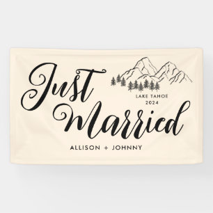 Moderne nur verheiratete Hochzeitsempfehlung Rusti Banner