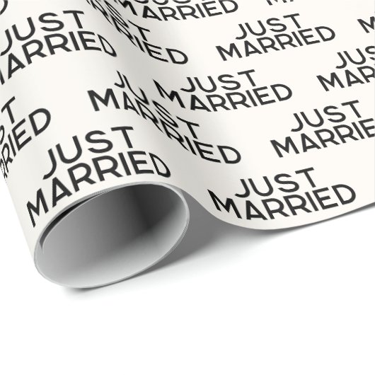 Moderne, nur verheiratete schwarze Creme Geschenkpapier (Rolleneckpunkt)