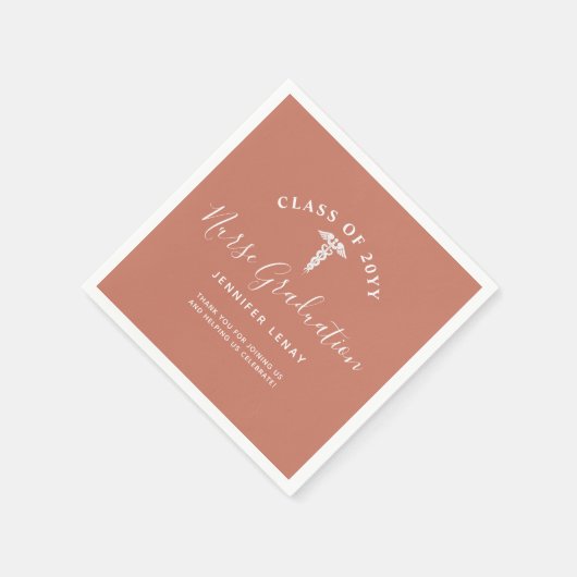 Moderne Nursing Grad Terracotta Personalisiert Serviette (Ecke)