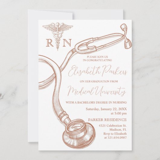 Moderne Nursing School Graduation Party Einladung (Vorderseite)