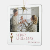 Moderne Nutcracker Frohe Weihnachten 2 Foto Famili Keramikornament (Links)