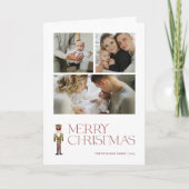 Moderne Nutcracker Frohe Weihnachten 3-Familie Fot Karte (Vorderseite)